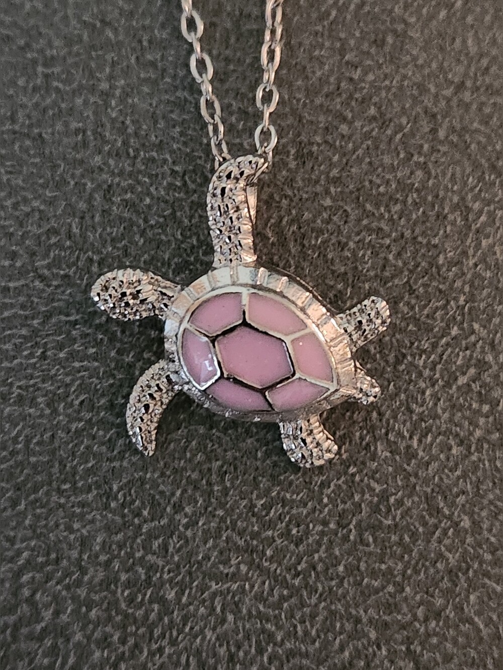 Pink Turtle Pendant Necklace - Silver Tone Women’s Jewelry